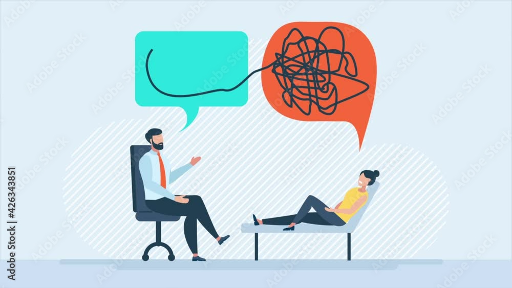 Problem solving. 2d animation, psychotherapy, unraveling difficult situations. Concept of social psychiatry, psychological therapy, therapist and patient. Motivational conversation. Upset - cheerful. Problem solving. 2d animation, psychotherapy, unraveling difficult situations. Concept of social psychiatry, psychological therapy, therapist and patient. Motivational conversation. Upset - cheerful.