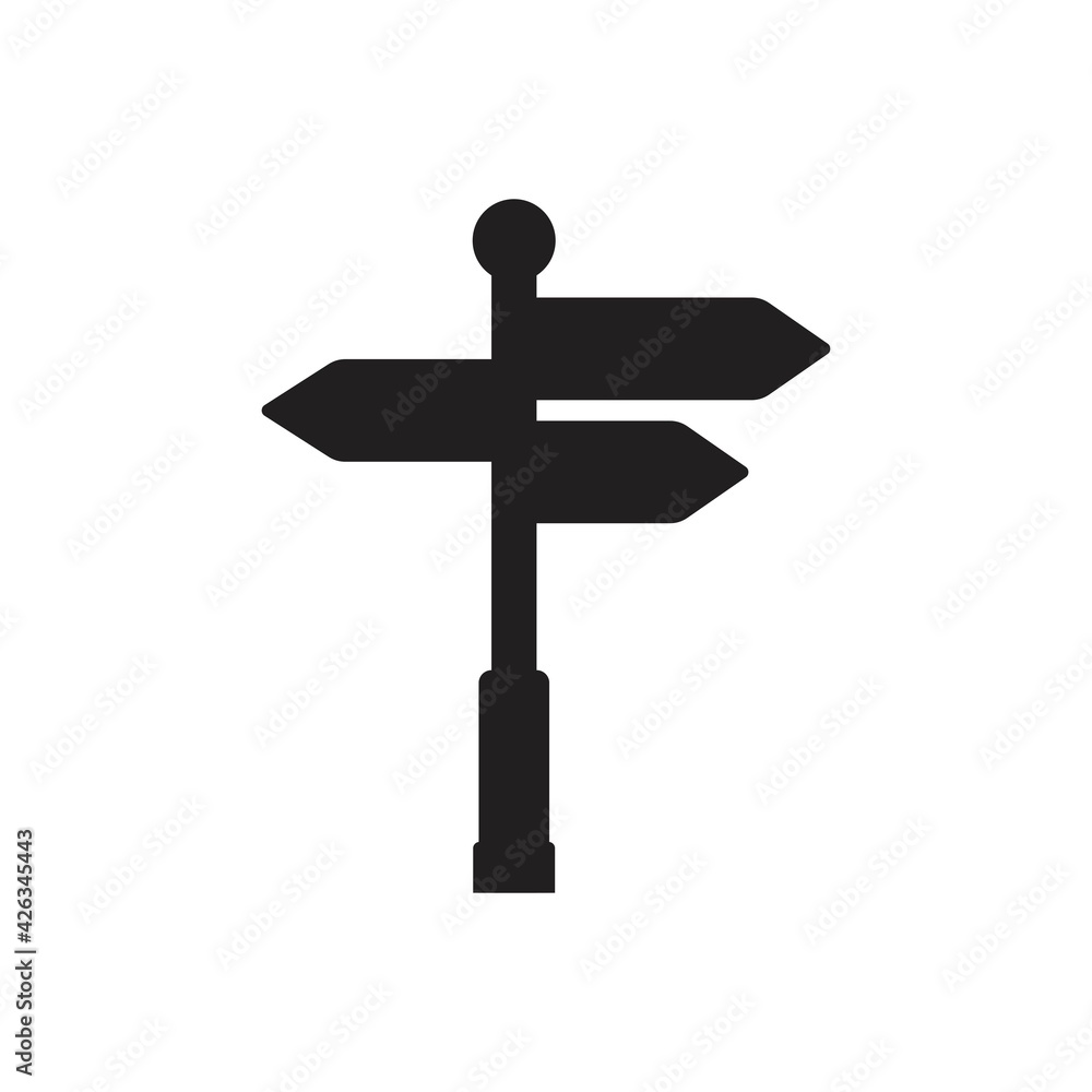 Road direction sign arrows isolated on white background. Signpost icon vector illustration. Vector illustration for web, design element, template, postcard. Road direction sign arrows isolated on white background. Signpost icon vector illustration. Vector illustration for web, design element, template, postcard.
