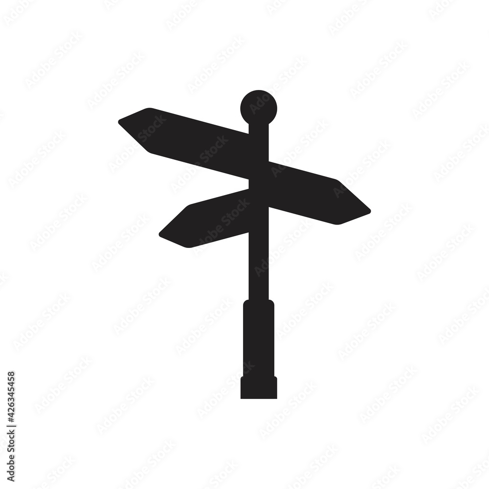 Road direction sign arrows isolated on white background. Signpost icon vector illustration. Vector illustration for web, design element, template, postcard. Road direction sign arrows isolated on white background. Signpost icon vector illustration. Vector illustration for web, design element, template, postcard.
