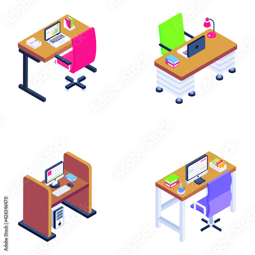 
Pack of Office Isometric Icons 

