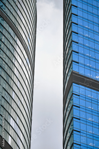 Skyscraper construction. Close up. Against the sky. Business background