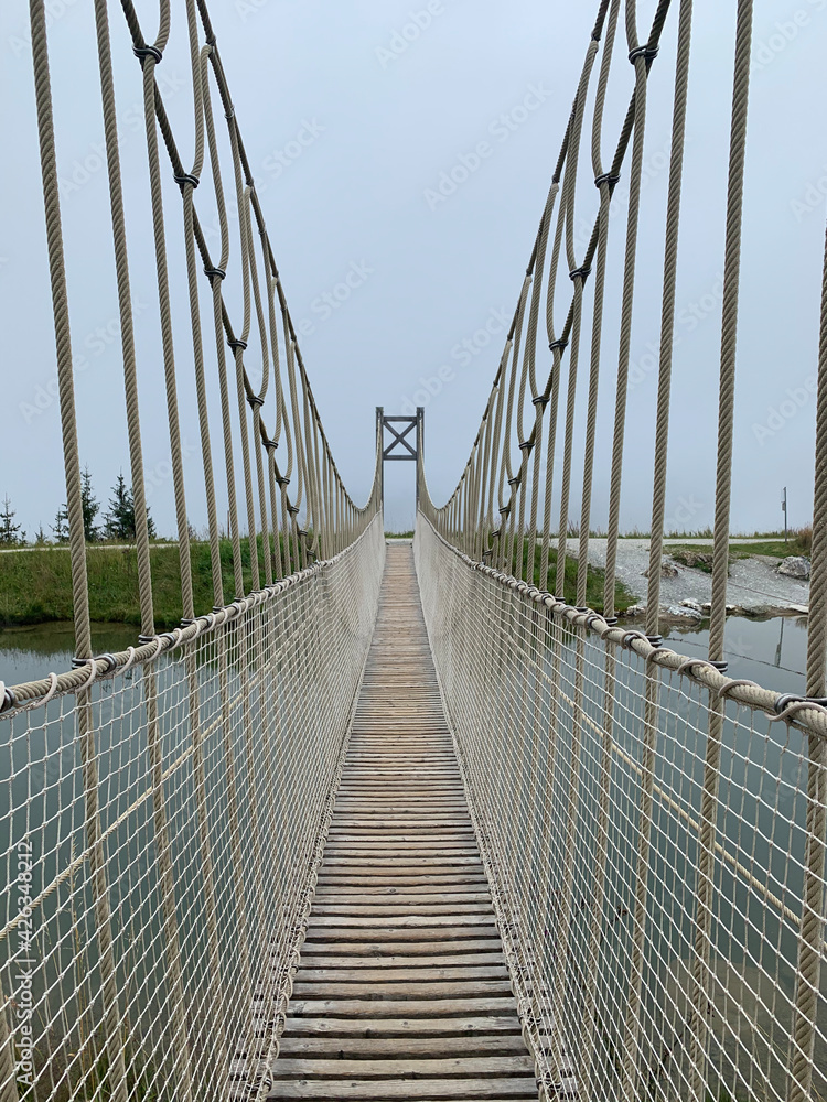 Obraz premium suspension bridge on the lake 