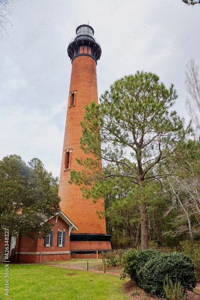 Currituck Beach Lighthouse in Corolla on Outer Banks of North Carolina USA