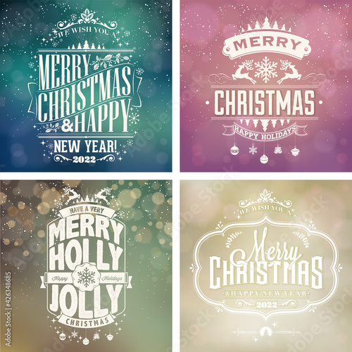 Vector Merry Christmas Typography   Backgrounds