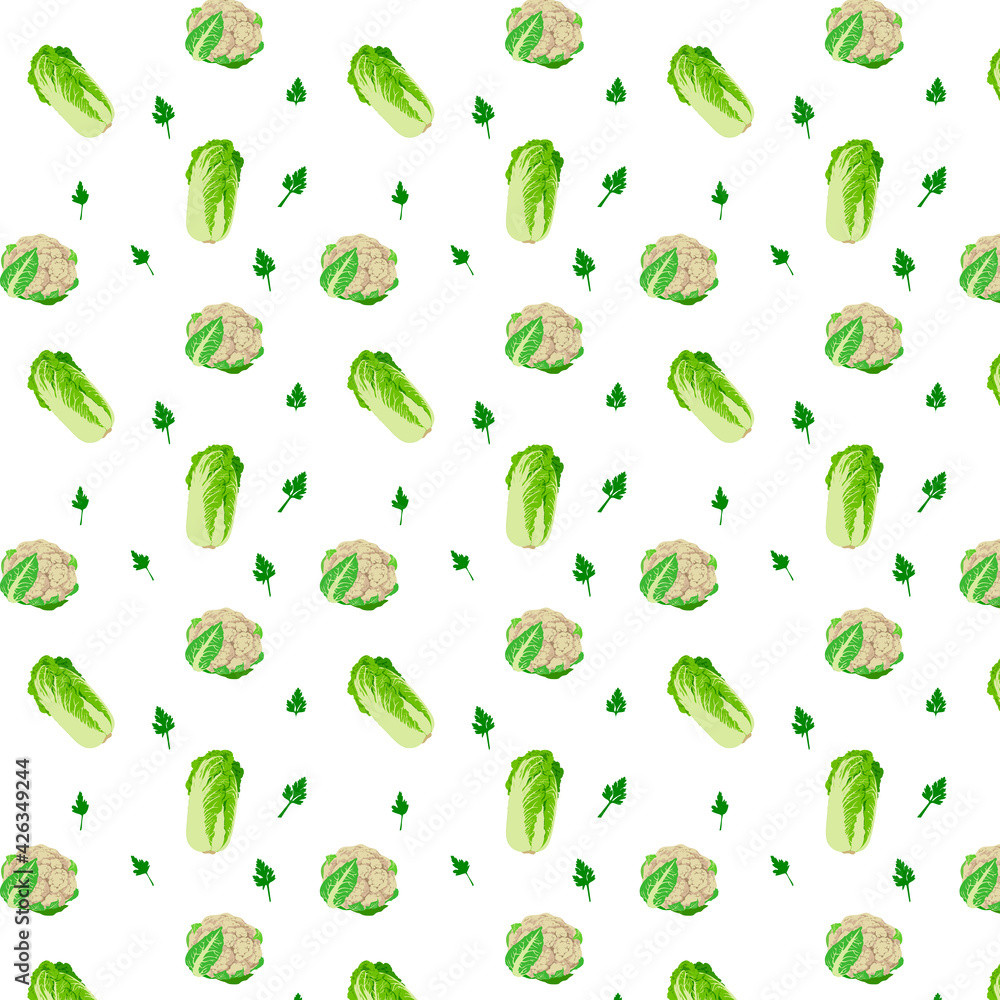 Napa cabbage and cauliflower in a pattern Napa cabbage and cauliflower in a pattern