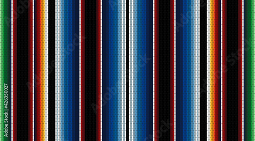 Ethnic textile background. Mexican stripe seamless pattern. Serape mexican blanket. Ornament for Cinco de Mayo fiesta decor. Ethnic, boho, western decor style.
