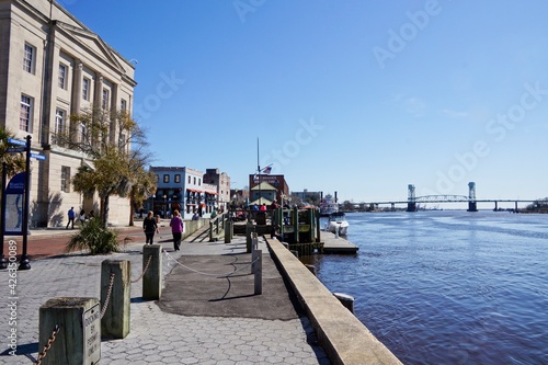 Wilmington USA - 8 March 2015 - Cape Fear River river front in Wilmington North Carolina USA