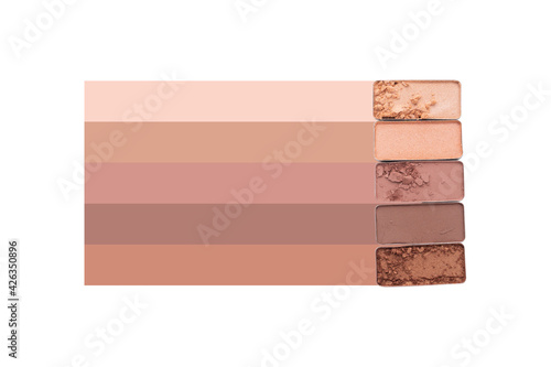 Fényképezés Neutral colored eyeshadow palette isolated on white background