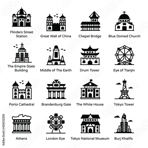 
Solid Icons of World Landmarks Pack

