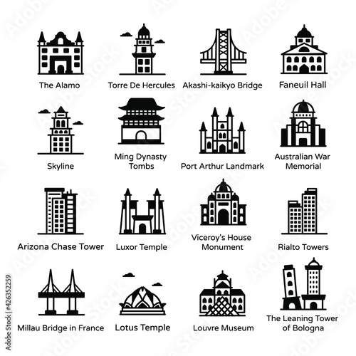 
Solid Icons of World Monuments Pack

