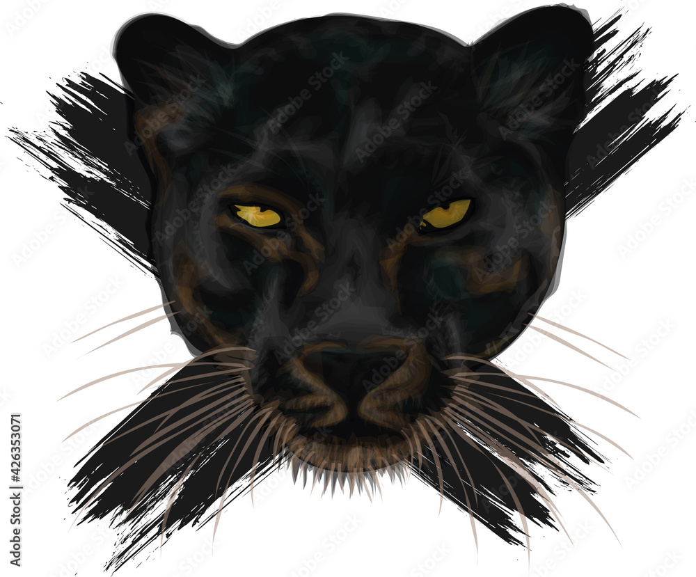 Black Panther - Digital portrait Stock Illustration | Adobe Stock