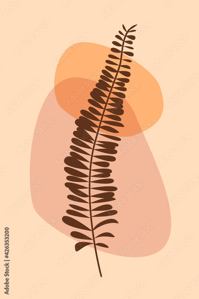 Fern boho pattern background. Boho minimalist abstract plant illustration for design nursery wall decor, t shirt print, summer invitations etc Fern boho pattern background. Boho minimalist abstract plant illustration for design nursery wall decor, t shirt print, summer invitations etc