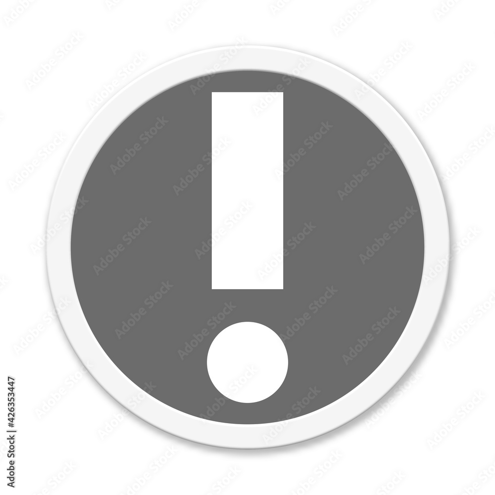 Runder grauer Button zeigt Warnung oder Alarm Runder grauer Button zeigt Warnung oder Alarm
