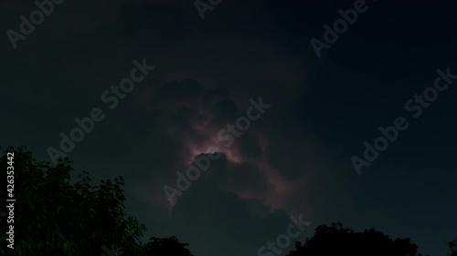 Time lapse of Dark cloud storm with thunder before raining