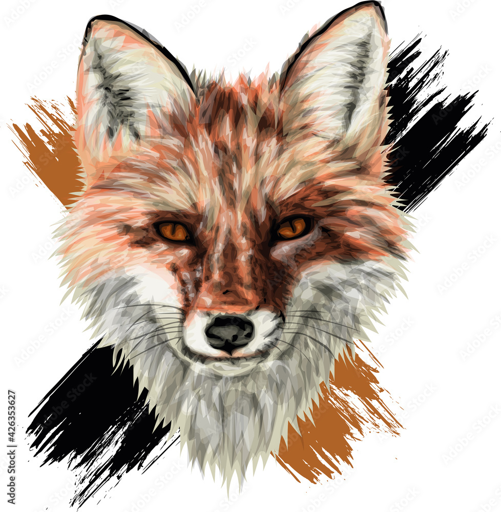 Naklejka premium Realistic fox Realistic Digital Art