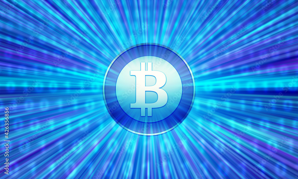 The concept of bitcoin. Digital blue background with abstract bitcoin coin. The concept of cryptocurrency. Cryptocurrency mining. Electronic currency. The concept of bitcoin. Digital blue background with abstract bitcoin coin. The concept of cryptocurrency. Cryptocurrency mining. Electronic currency.