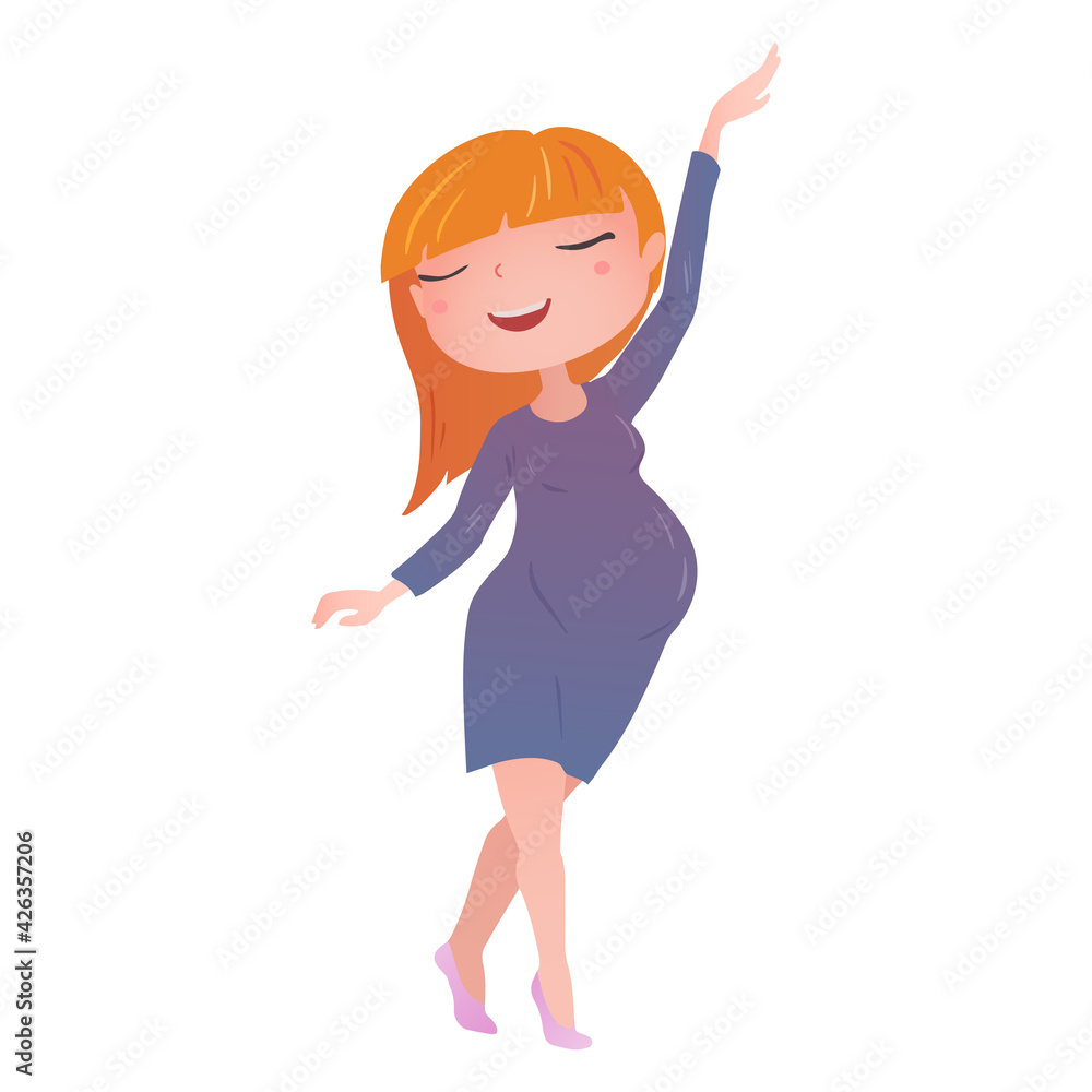 Pregnant girl in dynamic pose. Vector illustration. Pregnant girl in dynamic pose. Vector illustration.