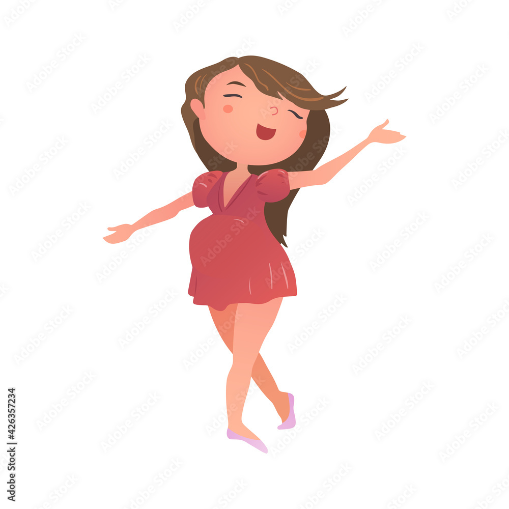 Pregnant girl in dynamic pose. Vector illustration. Pregnant girl in dynamic pose. Vector illustration.