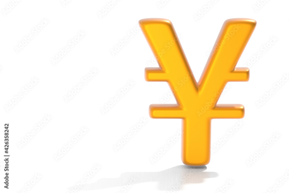 Obraz premium 3d Japanese yen symbol, gold, on white background.
