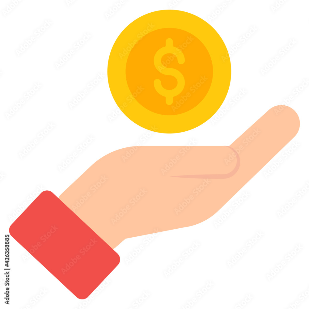 Dollar on hand, concept of giving money Dollar on hand, concept of giving money