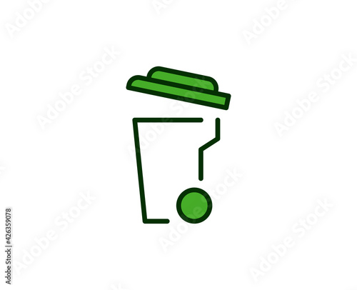 Trash bin flat icon. Single high quality outline symbol for web design or mobile app.  House thin line signs for design logo, visit card, etc. Outline pictogram EPS10