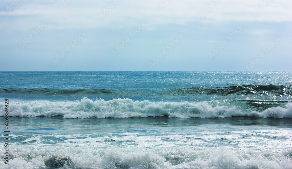 Horizontal banner of wavy sea