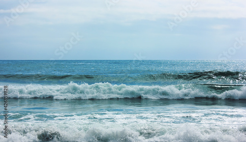Horizontal banner of wavy sea