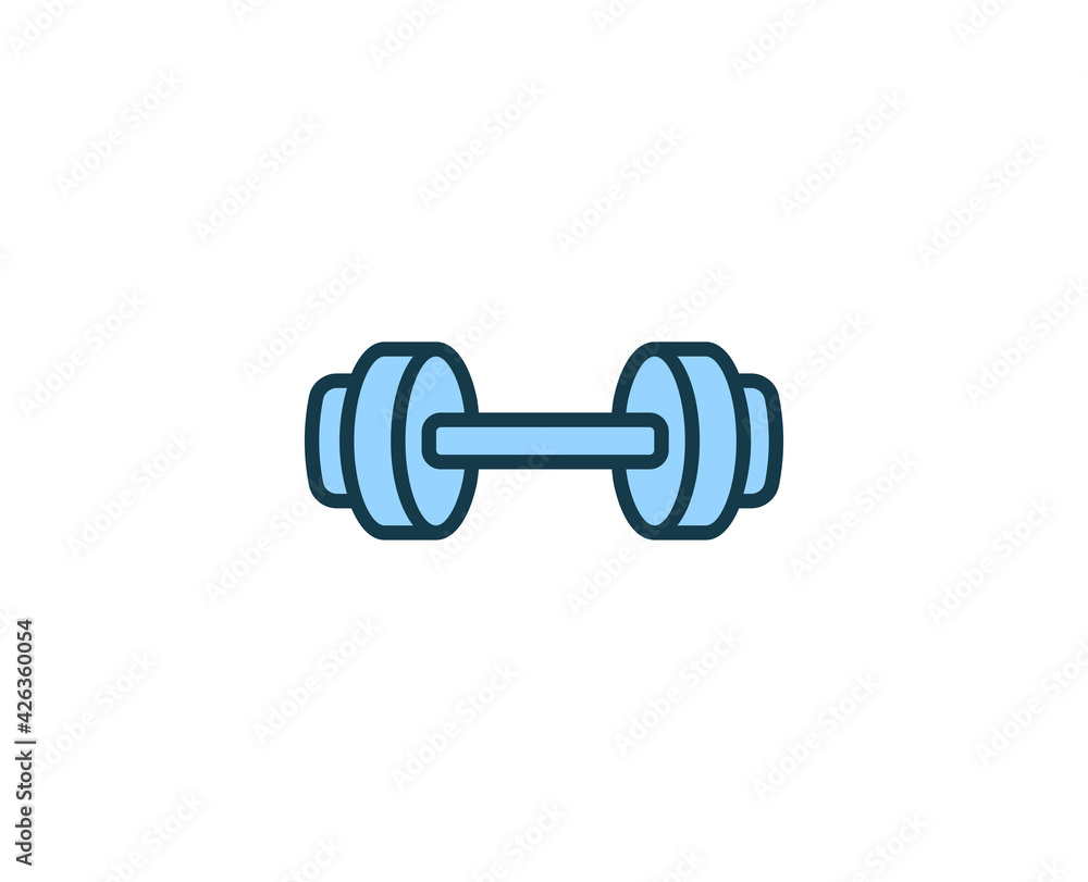 Dumbbell line icon. High quality outline symbol for web design or mobile app. Thin line sign for design logo. Color outline pictogram on white background Dumbbell line icon. High quality outline symbol for web design or mobile app. Thin line sign for design logo. Color outline pictogram on white background