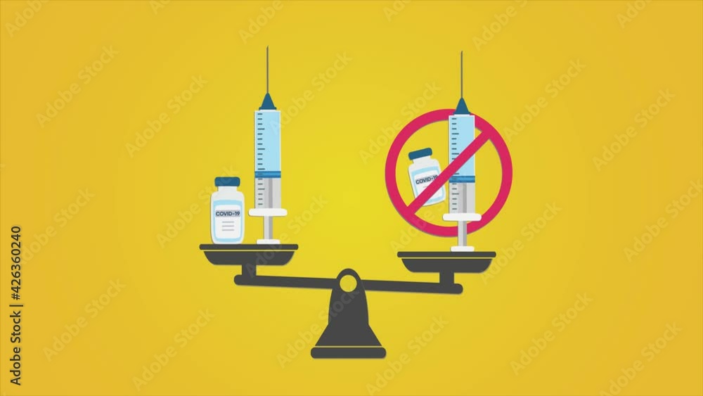 Vaccination concept with scales balance. Motion graphic 4k Vaccination concept with scales balance. Motion graphic 4k