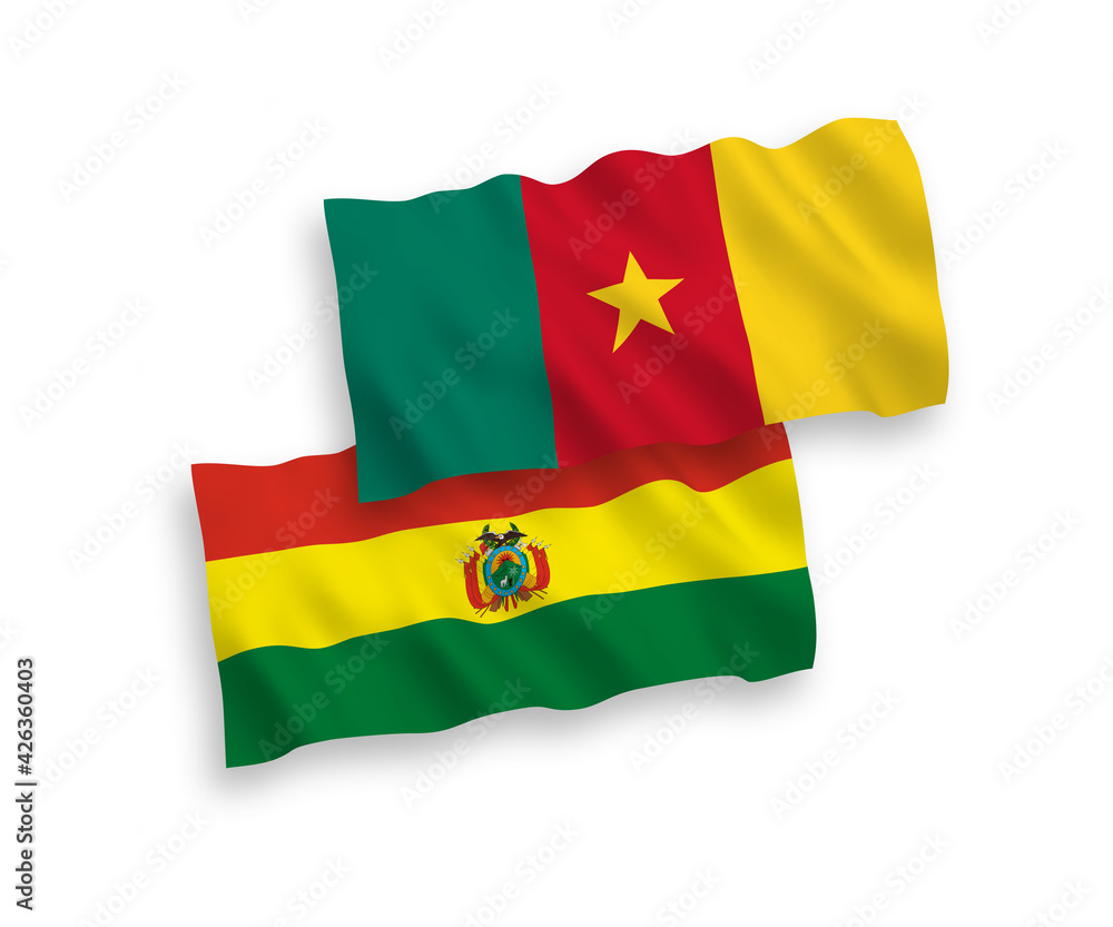 Flags of Cameroon and Bolivia on a white background Flags of Cameroon and Bolivia on a white background