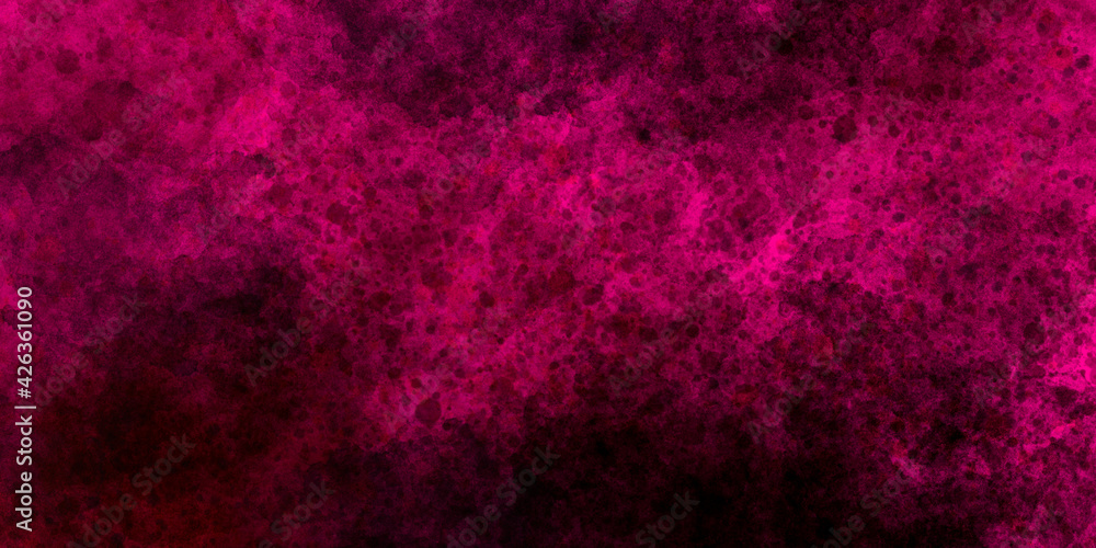 dark pink textured abstract grunge background with paint spots and blackouts