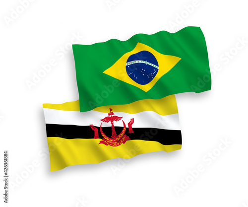 Flags of Brazil and Brunei on a white background