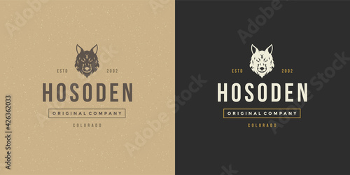 Wolf head logo emblem vector illustration silhouette for shirt or print stamp