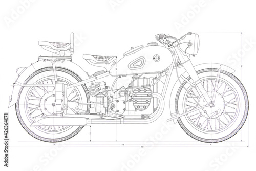 Technical drawing motorcycle