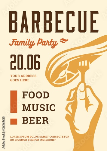 Barbecue party invitation vector flyer or poster design template
