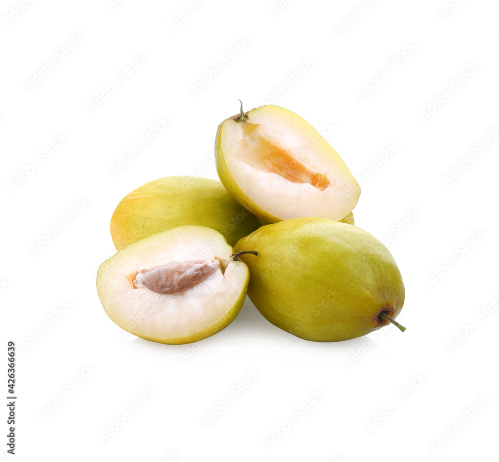 Jujube, Indian jujube monkey apple, green balls pile was similar to green apple on white background Jujube, Indian jujube monkey apple, green balls pile was similar to green apple on white background