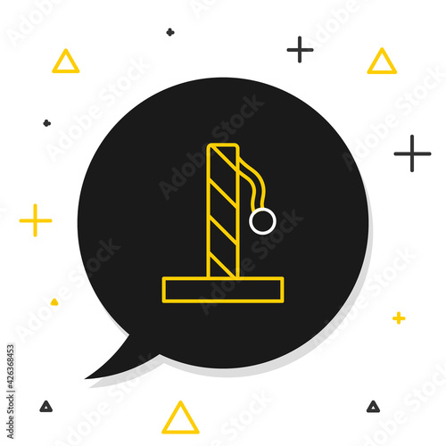 Line Cat scratching post with toy icon isolated on white background. Colorful outline concept. Vector