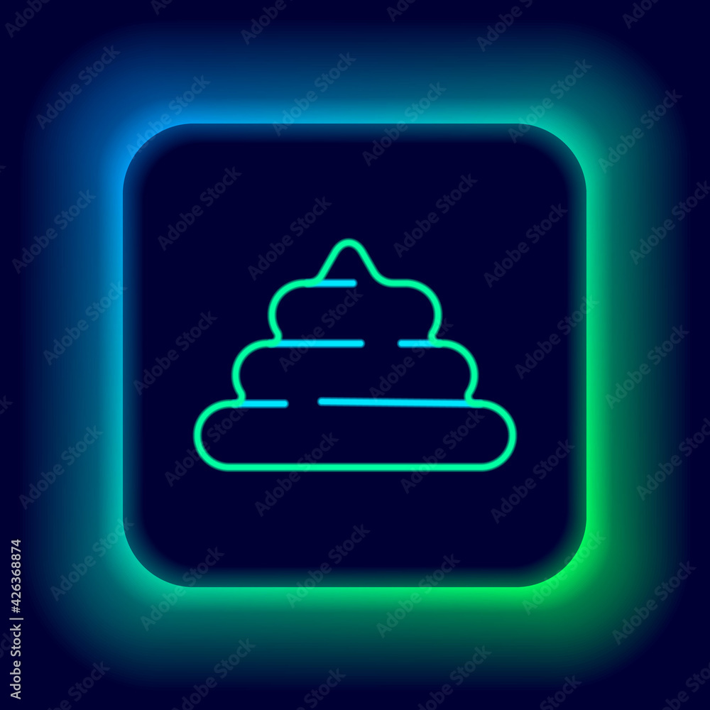 Glowing neon line Shit icon isolated on black background. Colorful outline concept. Vector Glowing neon line Shit icon isolated on black background. Colorful outline concept. Vector