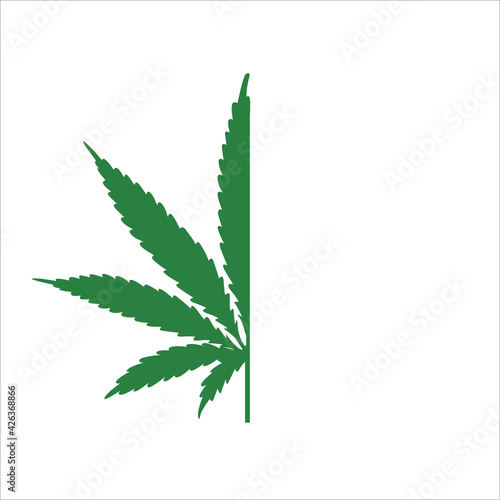 Marijuana leaf. The mark of a narcotic substance used in medicine. Cannabis leaf text frame.