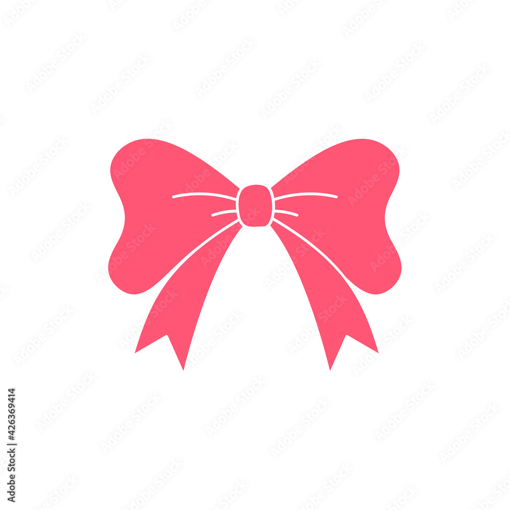 Pink bow design in various shapes Isolated on white background Pink bow design in various shapes Isolated on white background