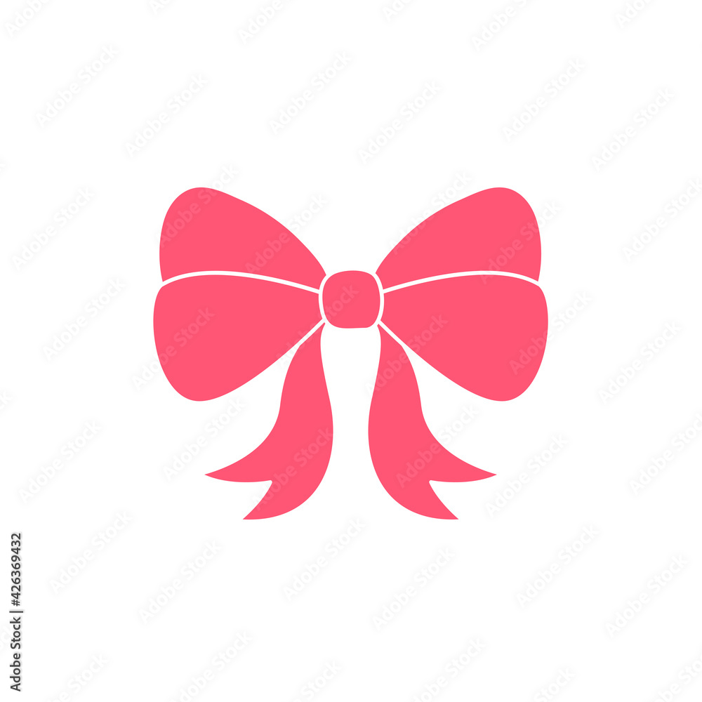 Pink bow design in various shapes Isolated on white background Pink bow design in various shapes Isolated on white background