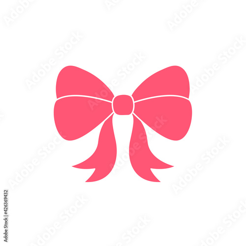Pink bow design in various shapes Isolated on white background