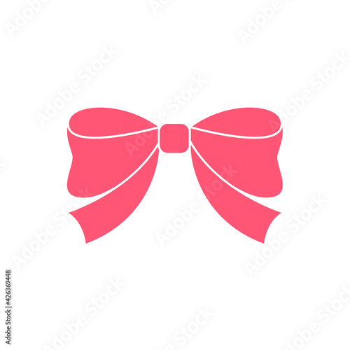Pink bow design in various shapes Isolated on white background