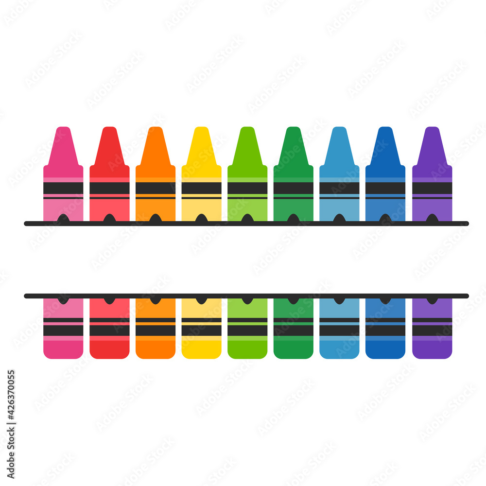 Vecteur Stock Crayon vector A variety of color crayons arranged Leave space  for text. | Adobe Stock