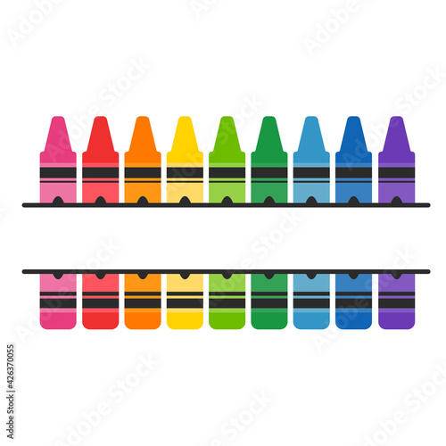 Crayon vector A variety of color crayons arranged Leave space for text.