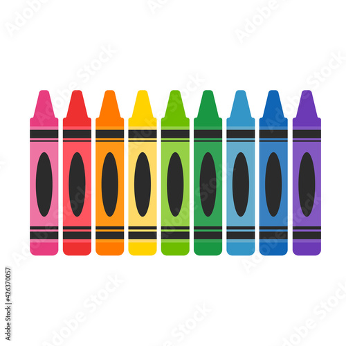 Crayon vector A variety of color crayons arranged Leave space for text.