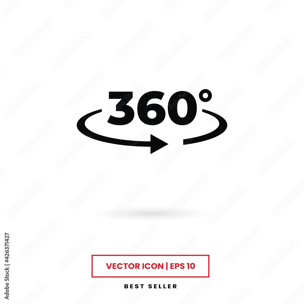 360 degrees view icon vector. Angle 360 degrees sign 360 degrees view icon vector. Angle 360 degrees sign