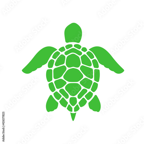 Swimming sea turtle text box vector Leave space for text. Isolated on white background