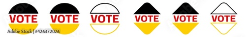 Vote Button Germany Icon | German Voting Emblem Illustration | Election Emblem Symbol | Choice Badge Logo | Presidential Campaign Sign | Isolated | Variations