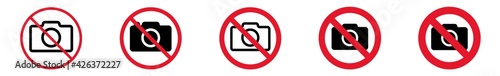Prohibition Sign Camera Forbidden Icon Set | Cameras Prohibition Signs Prohibited Vector Illustration Logo | Photo Camera Prohibition Sign Isolated Collection